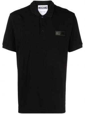 Памучна поло тениска Moschino черно