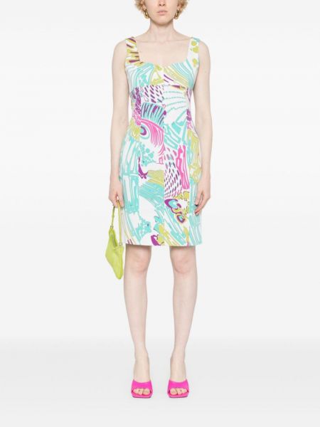 Prosta sukienka z nadrukiem w abstrakcyjne wzory Pucci Pre-owned biała