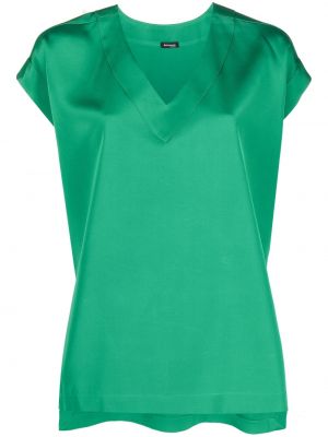 Копринена блуза с v-образно деколте Kiton зелено