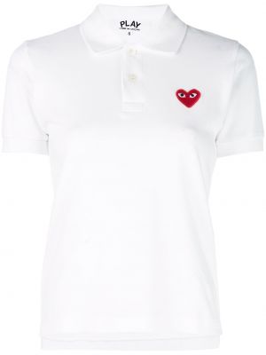 Polo marškinėliai su širdelėmis Comme Des Garçons Play balta