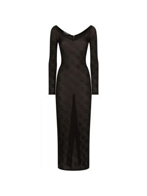 Sukienka długa z siateczką Dolce And Gabbana czarna