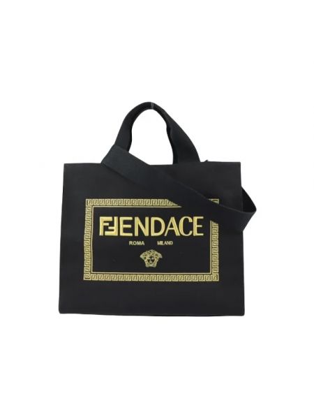 Shopperka bawełniana Fendi Vintage czarna