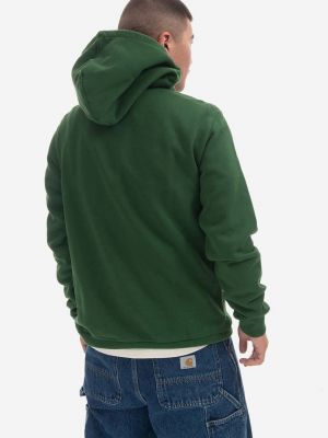 Βαμβακερή μπλούζα με κουκούλα Fjällräven πράσινο