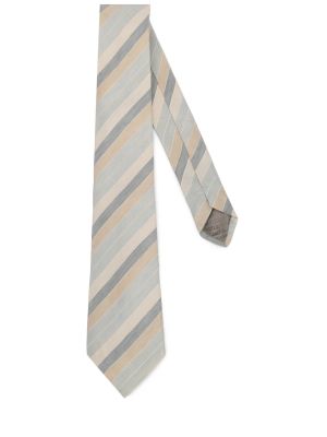 Шелковый льняной галстук Giorgio Armani бежевый