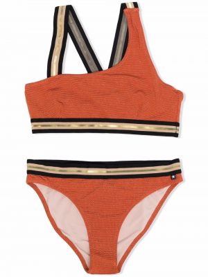 Asymmetrisk stripete tankini for jenter Molo oransje