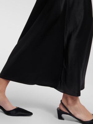 Hedvábné saténové dlouhá sukně Frame černé