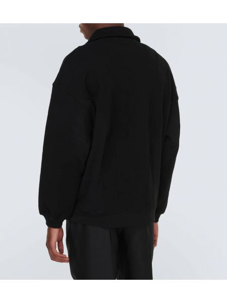 Kokvilnas flīsa jaka ar rāvējslēdzēju Saint Laurent melns