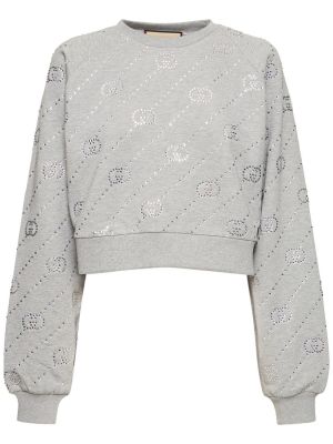 Chemise en coton à capuche en jersey Gucci gris