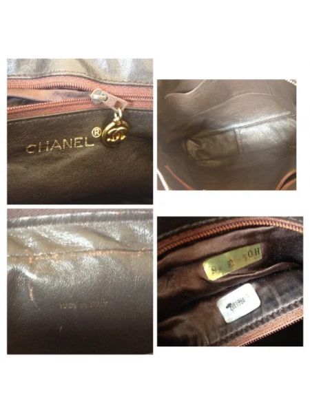 Bolso cruzado de cuero retro Chanel Vintage marrón