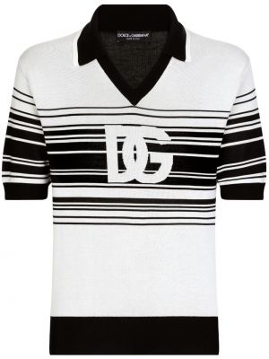 Svītrainas zīda polo krekls ar apdruku Dolce & Gabbana