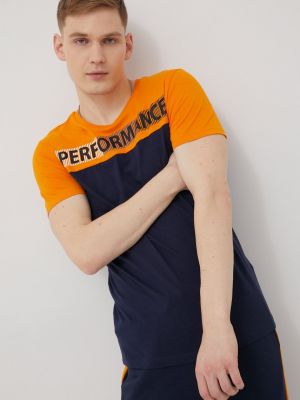 Памучна тениска с дълъг ръкав с принт Produkt By Jack & Jones оранжево
