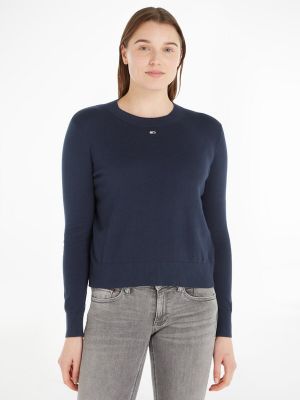 Jersey manga larga de tela jersey de cuello redondo Tommy Jeans azul