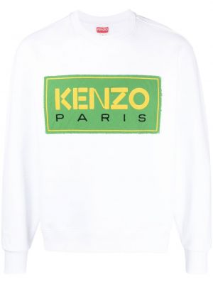 Raštuotas medvilninis džemperis su gobtuvu Kenzo balta