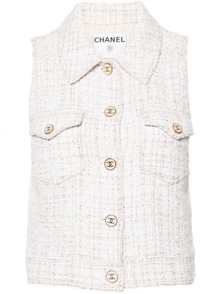 Kamizelka tweedowa Chanel Pre-owned biała