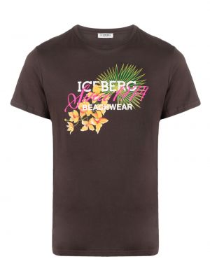 Nyomott mintás póló Iceberg - Barna