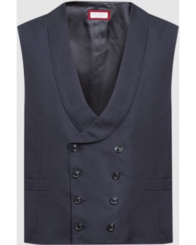 Шелковый шерстяной костюмный жилет Brunello Cucinelli Синий
