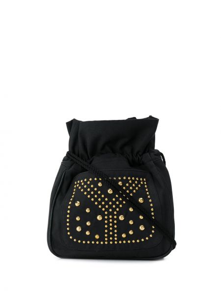 Bolsa de hombro con cordones con apliques Yves Saint Laurent Pre-owned negro