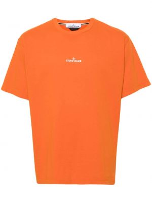 T-shirt aus baumwoll mit print Stone Island orange