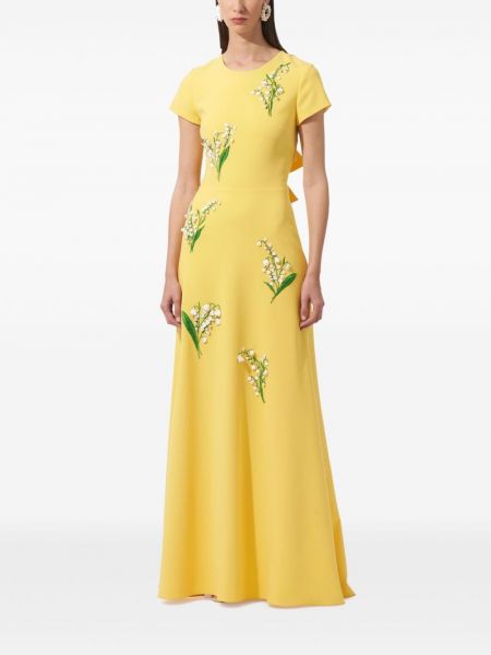 Květinové rovné šaty Carolina Herrera žluté