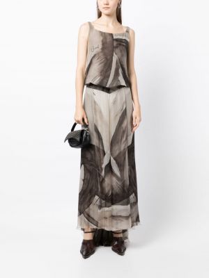 Jedwabna spódnica z nadrukiem w abstrakcyjne wzory Chanel Pre-owned
