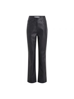 Spodnie z wysoką talią skórzane Calvin Klein Jeans czarne