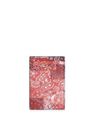Kožená peněženka s potiskem s paisley potiskem Giuseppe Zanotti červená