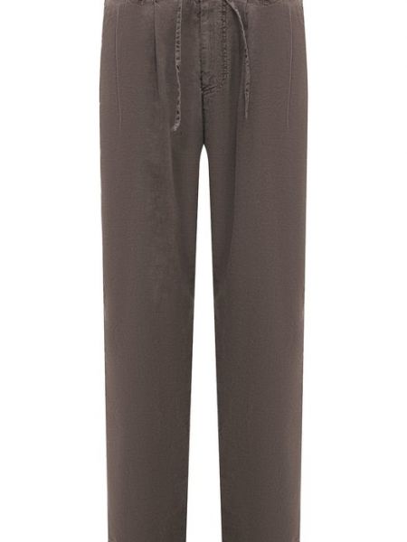 Шелковые льняные брюки Hannes Roether коричневые