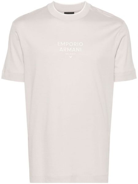 Bavlněné tričko Emporio Armani béžové