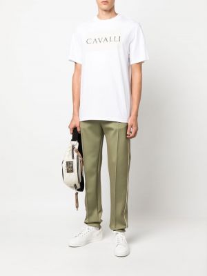 Raštuotas medvilninis marškinėliai Roberto Cavalli balta