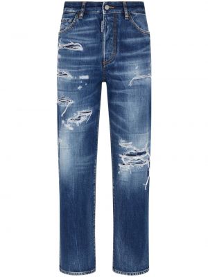 Roztrhané džínsy s rovným strihom Dsquared2 modrá