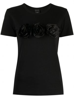 Kokvilnas t-krekls ar ziediem Meryll Rogge melns