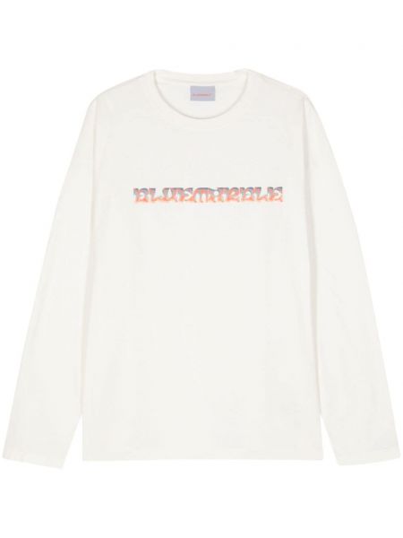 T-shirt en coton à imprimé Bluemarble blanc