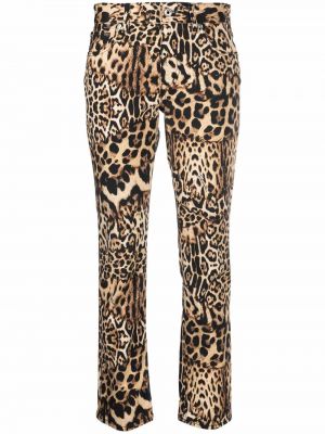 Leopard trykt tynne bukser Just Cavalli brun