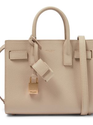 Nahka ostoskassi Saint Laurent beige