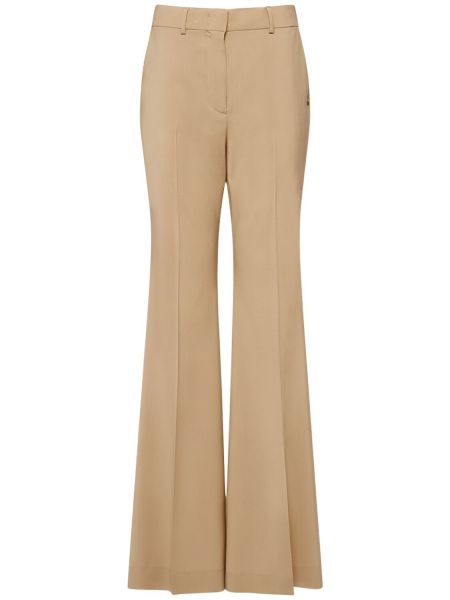 Uld højtaljet flare bukser Sportmax beige