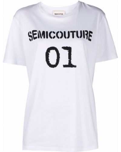 Хлопковая футболка с принтом Semicouture