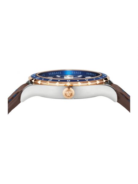 Zegarek skórzany Versace brązowy