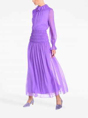 Hedvábné dlouhé šaty s volány Adam Lippes fialové