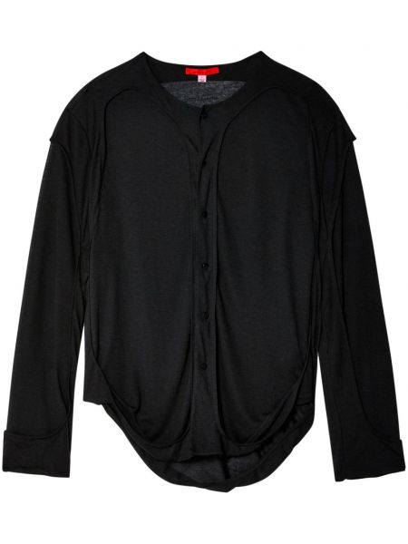 Pūkinė marškiniai su sagomis Eckhaus Latta juoda