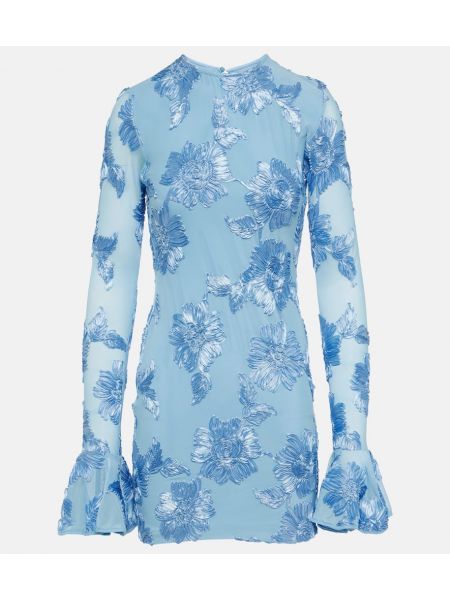 Φλοράλ φόρεμα από διχτυωτό Rotate μπλε