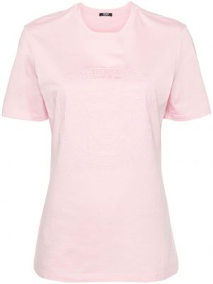 Βαμβακερή μπλούζα Versace ροζ