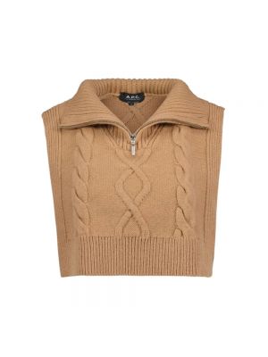 Sweter z okrągłym dekoltem A.p.c. brązowy