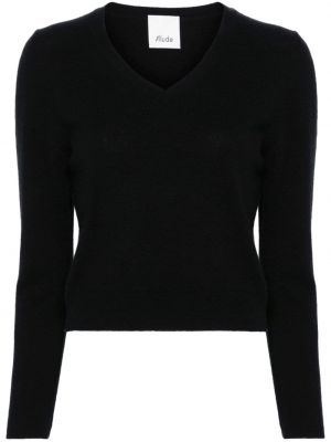Кашмирен пуловер с v-образно деколте Allude черно