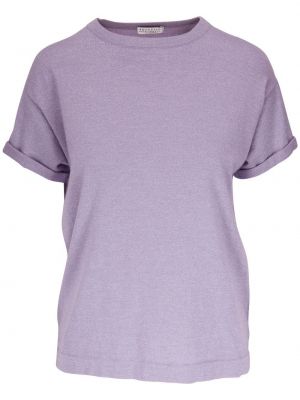 T-shirt i bomull Brunello Cucinelli lila