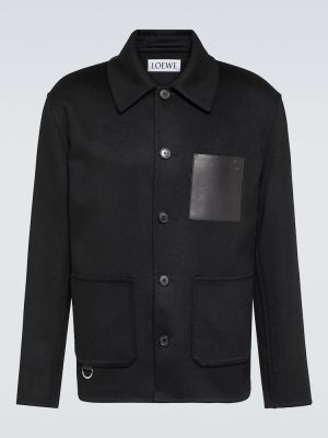 Volnena usnjena jakna iz kašmirja Loewe črna