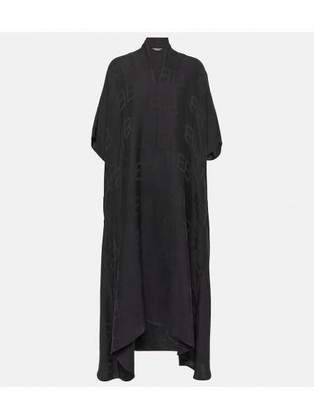 Jedwabna satynowa sukienka midi Balenciaga czarna