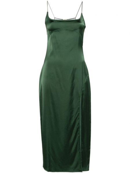 Zelené saténové midi šaty Jacquemus