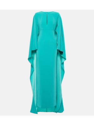 Saténové dlouhé šaty Roland Mouret modrá