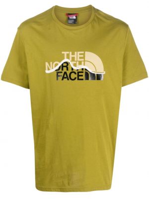 Памучна тениска с принт The North Face зелено