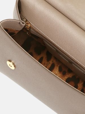 Kožená nákupná taška Dolce & Gabbana sivá